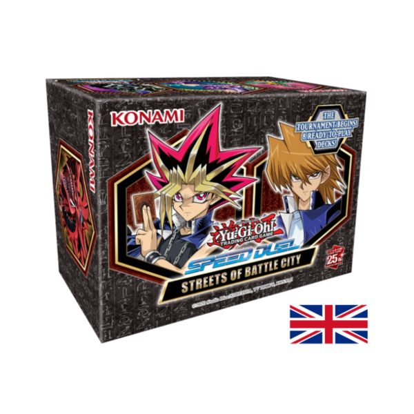 Konami Yu-Gi-Oh Speed Duel Streets of Battle City vista frontale confezione, edizione UK, confezione danneggiata