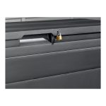 Dettaglio chiusura con lucchetto del Box Universale da Giardino Parkside 280L grigio