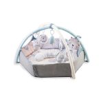 Momi Pastel tappeto palestrina Maxi 3-in-1 vista frontale con archetti, peluche e giochini appesi