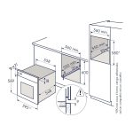 Electrolux KOIGH04X forno da incasso 72L, schema tecnico con dimensioni e misure di installazione