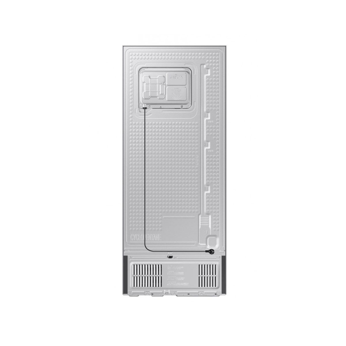 Frigorifero Samsung BESPOKE AI 393L, retro con compressore e attacchi per installazione libera
