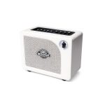 Mooer Hornet 15 amplificatore chitarra bianco, vista frontale con manopole ed effetti