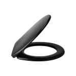 Asse WC Livarno nero duroplast vista laterale che mostra lo spessore e il meccanismo soft-close