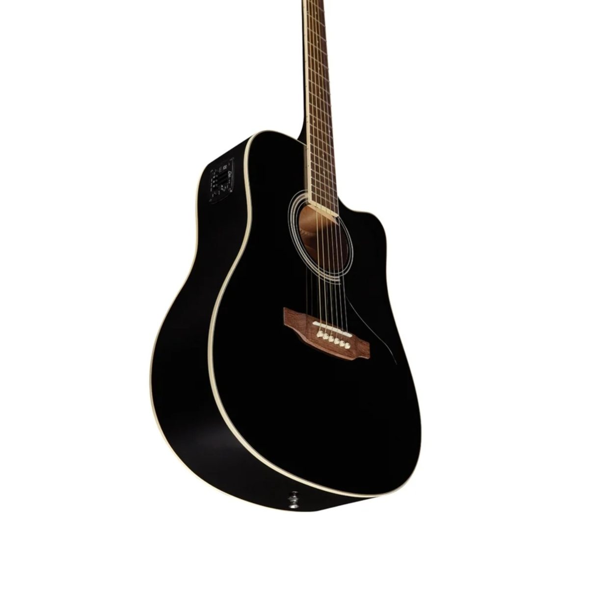 Eko Ranger CW EQ Black, dettaglio laterale con equalizzatore integrato e cassa armonica