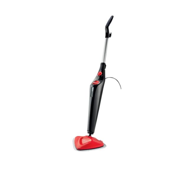Vileda Steam TSU 180800 ricondizionato, vista frontale completa con panno rosso e impugnatura