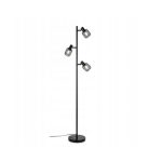 Lampada da terra Livarno Loft industriale nera con 3 faretti orientabili E14, vista frontale su sfondo bianco