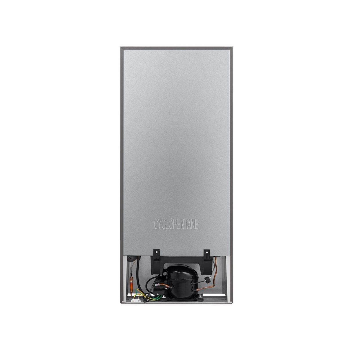 Frigorifero Hisense RR195D4DD1, vista posteriore con compressore e circuito refrigerante a vista