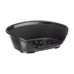 Ferplast Siesta Deluxe 6 cuccia in plastica nera per cani e gatti, vista frontale con fondo forato
