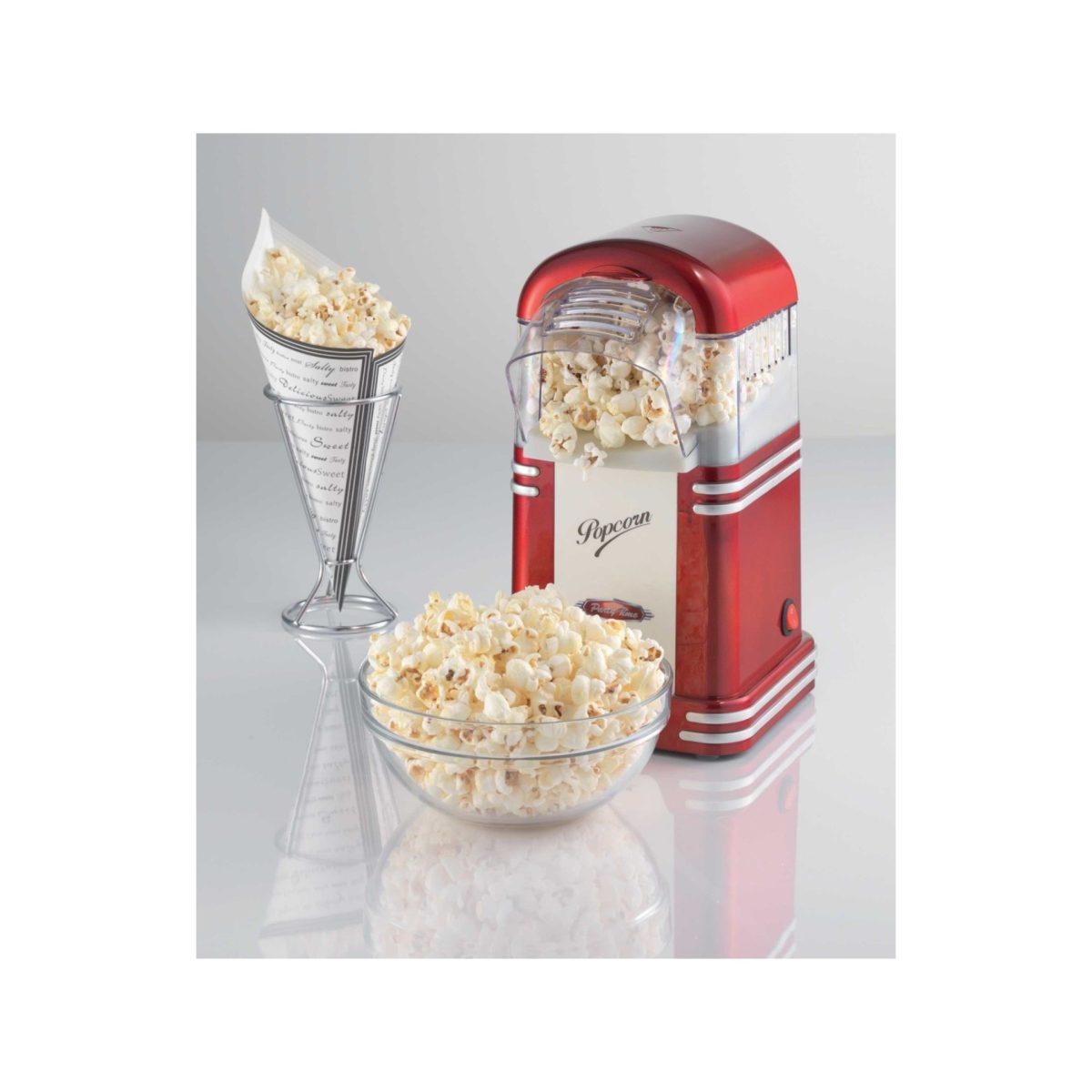 Ariete Party Time 2954 ricondizionata con ciotola e cono di popcorn pronti, stile retrò anni 50