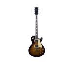 Eko LS-300 Honey Burst vista frontale, chitarra elettrica serie Tribute 300 con top fiammato e 22 tasti