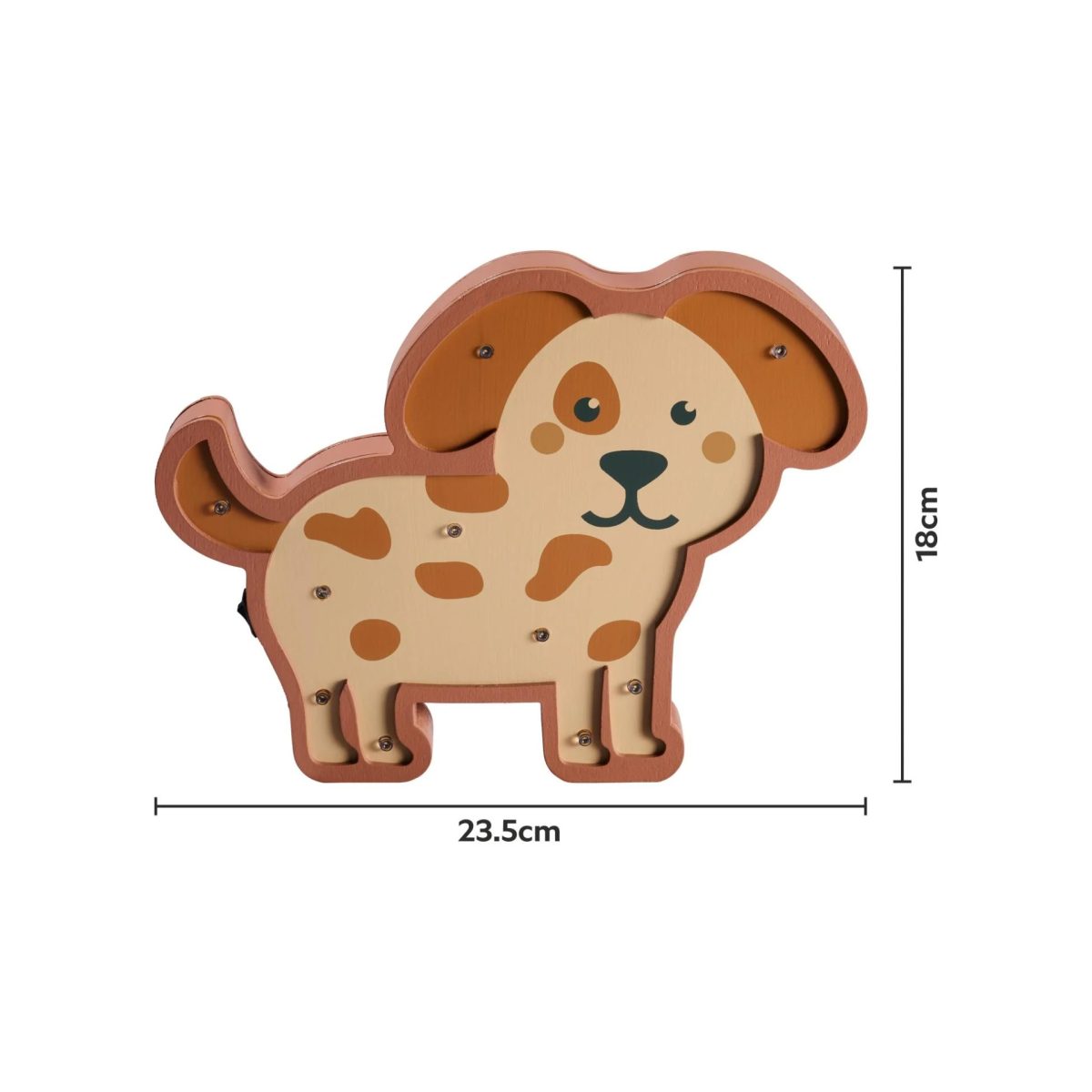 Livarno Home lampada LED cagnolino per cameretta bambini, dimensioni 23.5x18 cm con schema misure