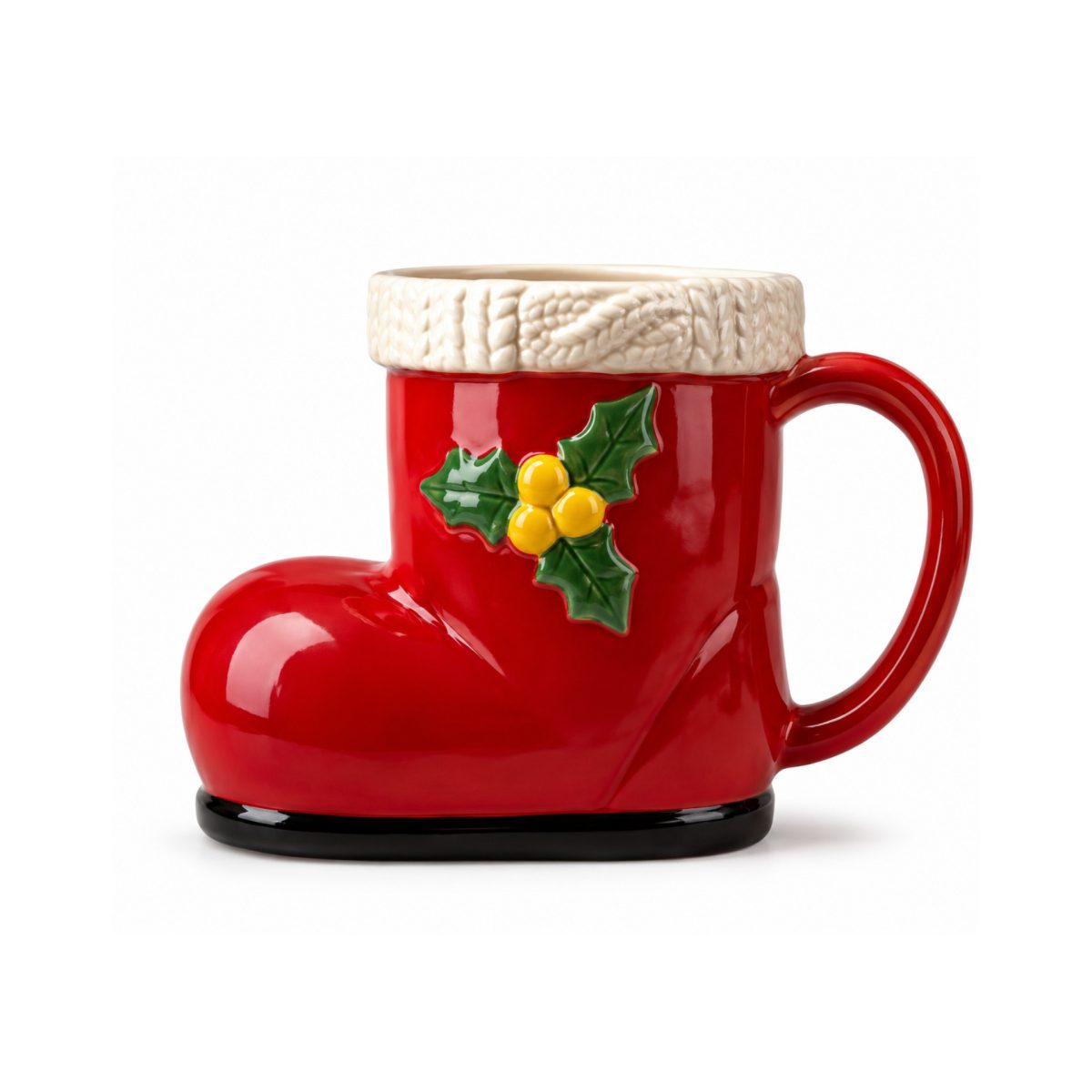 Silvercrest tazza natalizia stivale rosso 350 ml Silvercrest tazza natalizia 350 ml rossa a forma di stivale con decoro agrifoglio, vista laterale