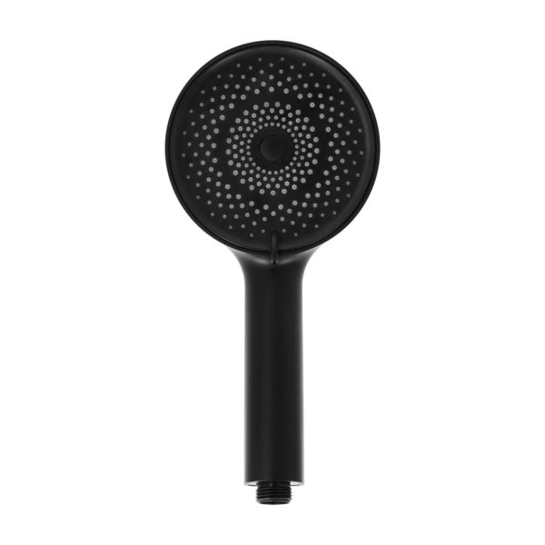 Doccetta Livarno 3 funzioni colore nero, vista frontale del soffione con ugelli antical care