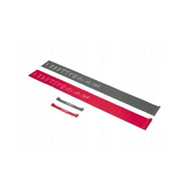 Crivit Set 4 Elastici Fitness Latex Body Training: bande lunghe grigia e rossa con esercizi illustrati e mini band corte