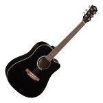 Eko Ranger CW EQ Black chitarra acustica elettrificata nera, vista frontale completa con cutaway