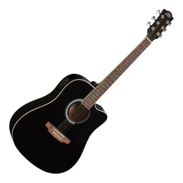 Eko Ranger CW EQ Black chitarra acustica elettrificata nera, vista frontale completa con cutaway