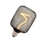 Osram Decor LED Filamento Quadrato Nera 3.5W E27 accesa in vista inclinata con filamento a spirale visibile