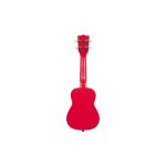 Ukulele soprano Kala Ukadelic Cherry Bomb Red vista posteriore con meccaniche e fondo cassa rosso