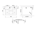 Smeg SRV876AVOGH2 piano cottura gas 70cm, schema tecnico con dimensioni e misure di incasso