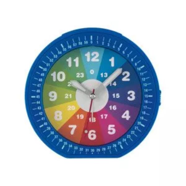 Sveglia didattica Auriol per bambini con quadrante arcobaleno 12 campi illuminati, vista frontale
