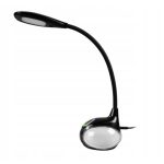 Lampada da scrivania Livarno Home LED nera vista frontale con base RGB e braccio flessibile