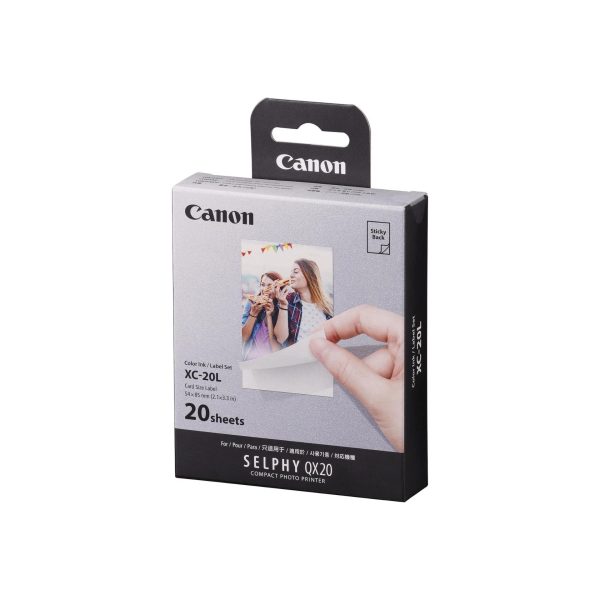 Confezione Canon XC-20L set carta e inchiostro 20 stampe 54x85mm per Selphy QX20 vista laterale