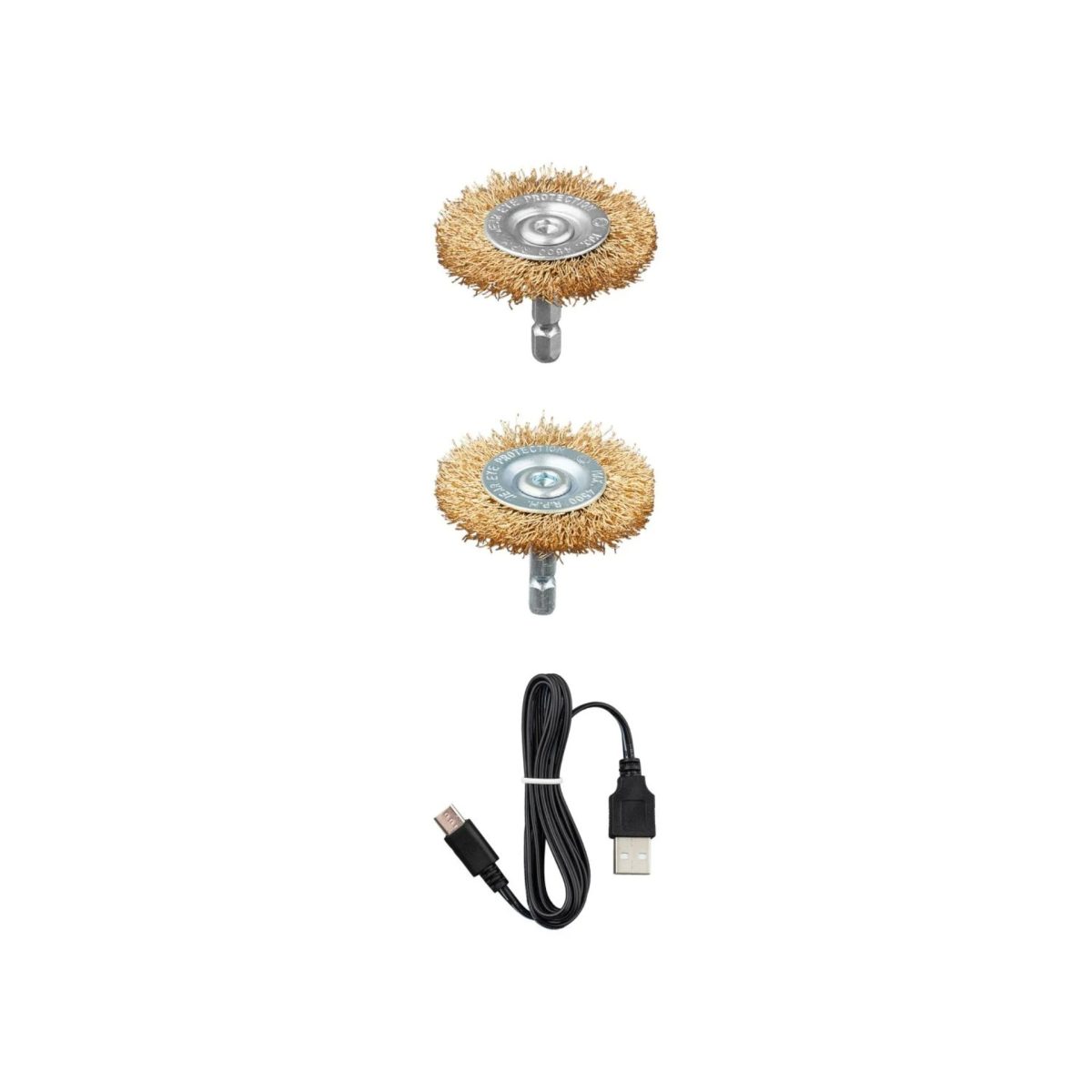 Parkside PAUB 4 A1 accessori inclusi: due spazzole metalliche di ricambio e cavo di ricarica USB