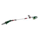 Motosega potatrice Parkside PAHE 20V, vista laterale completa con impugnatura e barra catena