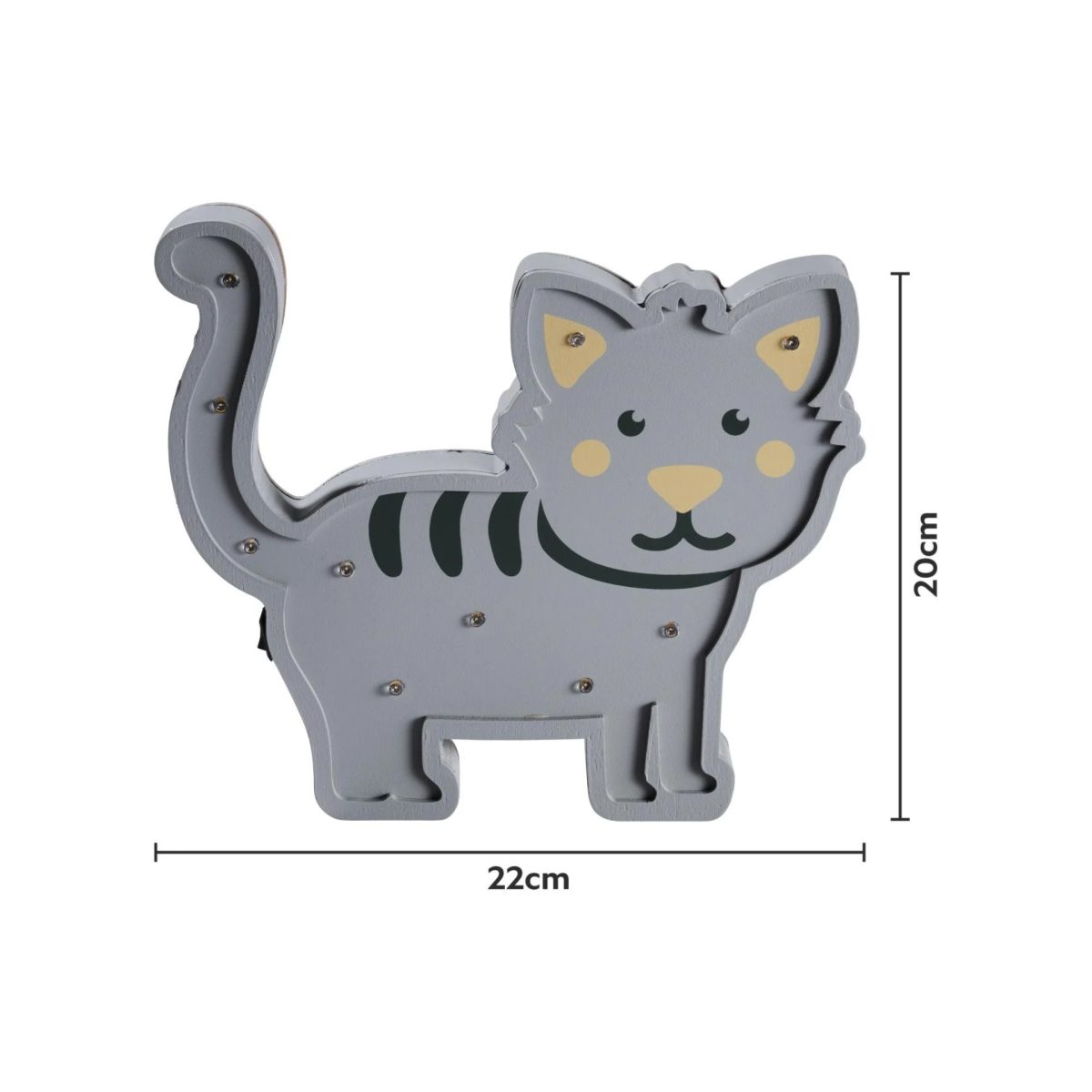 Livarno Home luce decorativa Gatto in legno con 10 LED, dimensioni 22x20 cm