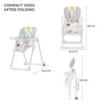 Kinderkraft YUMMY seggiolone, dimensioni compatte da chiuso con misure in centimetri