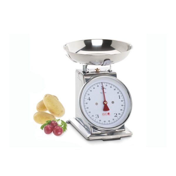 Bilancia da cucina analogica Eva 033052 in acciaio inox 5kg con piatto e quadrante graduato