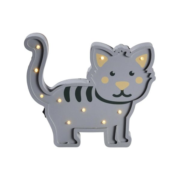 Livarno Home luce decorativa Gatto in legno con 10 LED accesi, vista frontale