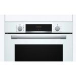 Dettaglio pannello comandi forno Bosch Serie 4 HBA534BW3 bianco con manopole e display digitale