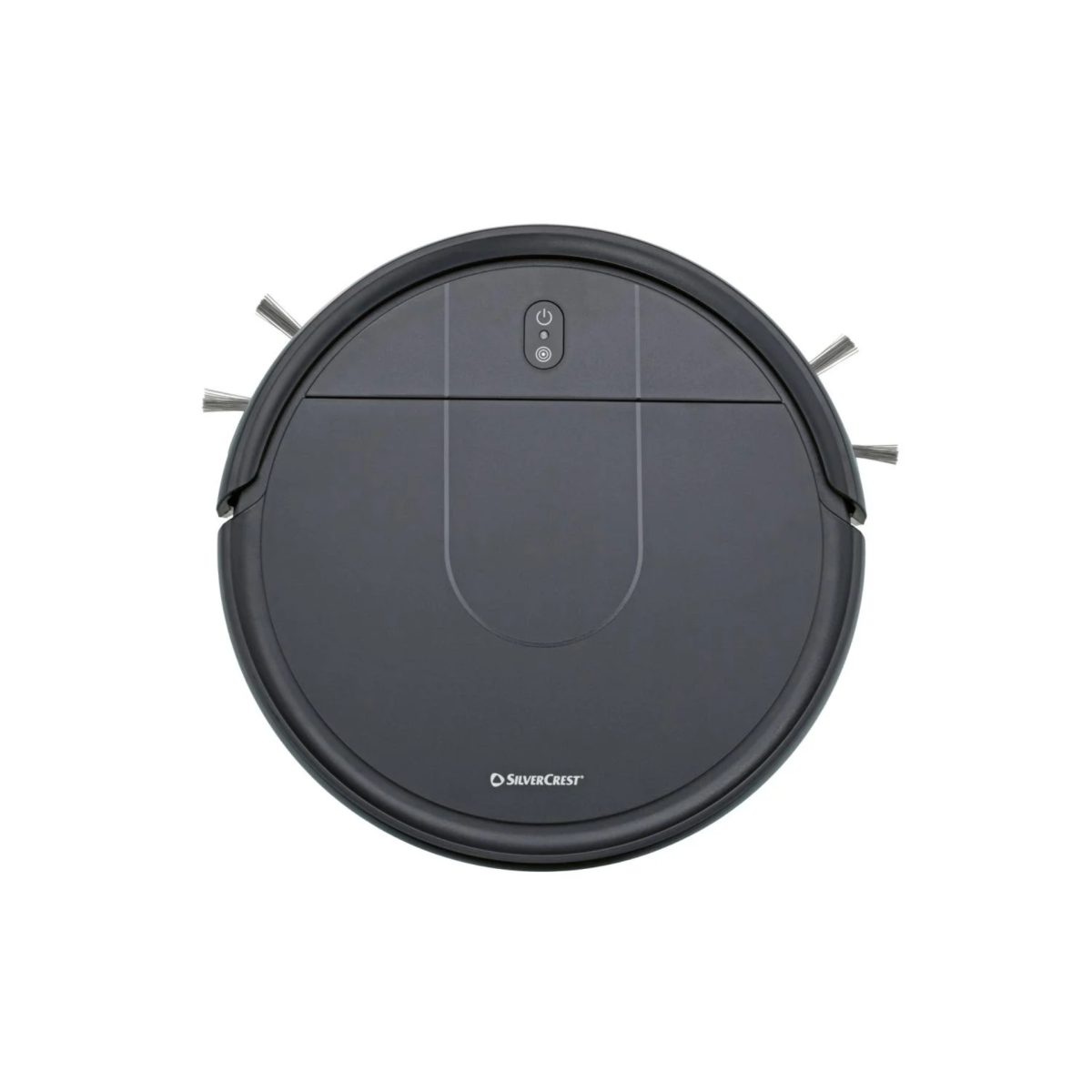Robot aspirapolvere Silvercrest SSRS A1 ricondizionato, vista dall'alto con logo SilverCrest