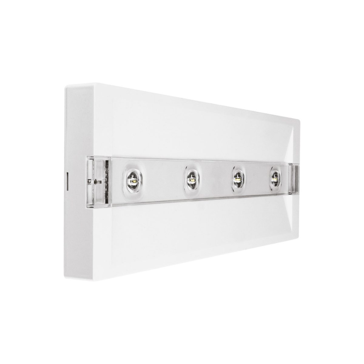 Beghelli 4341F UPLED lampada emergenza bianca vista frontale con 4 LED accesi