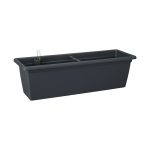 Fioriera Parkside grigio antracite con indicatore livello acqua in vetro borosilicato, vista laterale