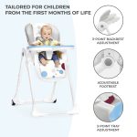 Kinderkraft YUMMY seggiolone con neonato seduto, schienale reclinabile e poggiapiedi regolabile