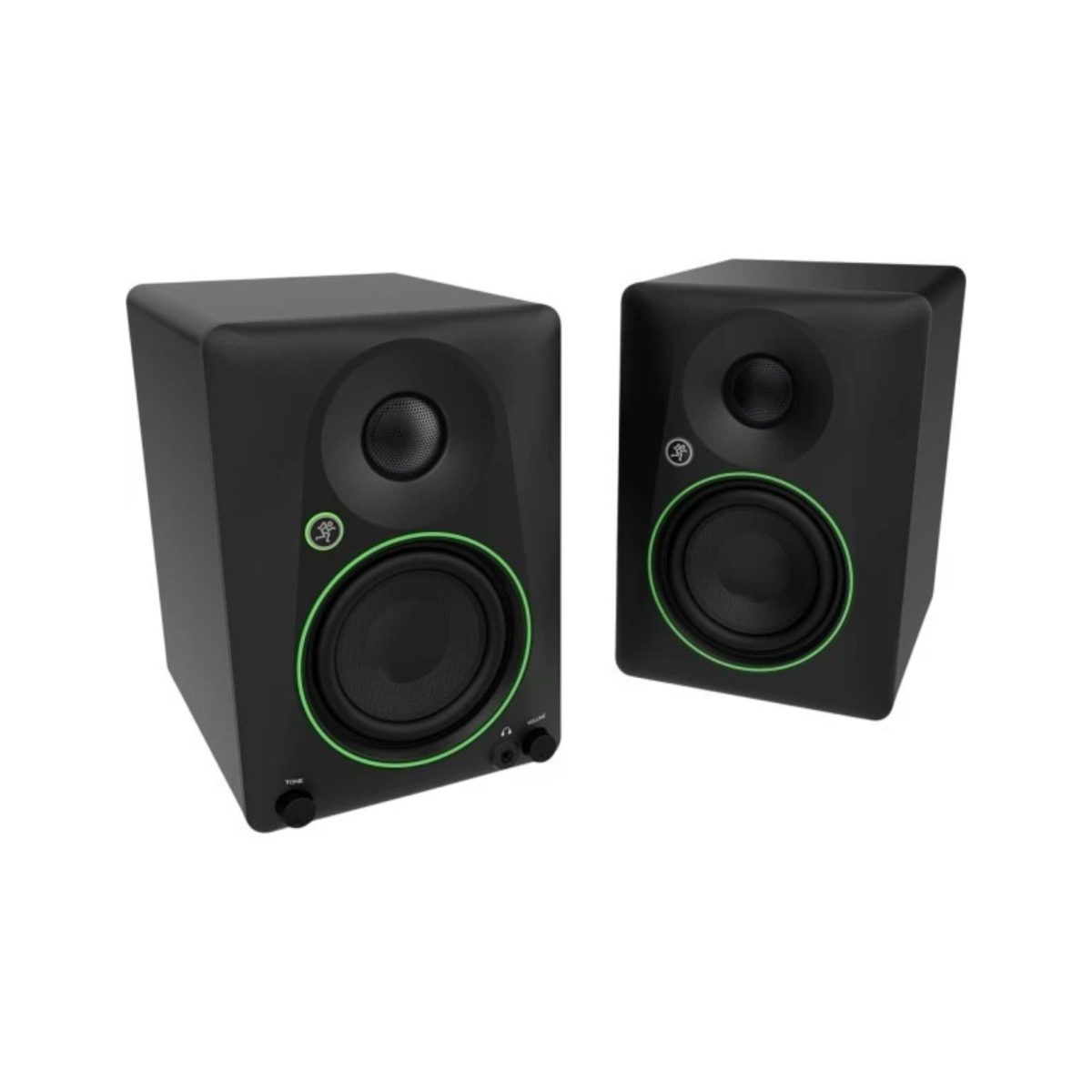 Mackie CR4.5BT casse monitor da studio 50W, vista laterale con controlli tono e volume