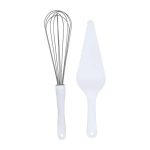 Kit frusta e spatola per dolci con design ergonomico, vista frontale su sfondo bianco