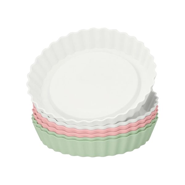 Silvercrest set 6 stampi silicone tartellette bianco rosa verde impilati, confezione danneggiata