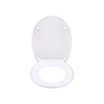 Copriwater Livarno Home bianco con coperchio sollevato, vista dall'alto del sedile WC