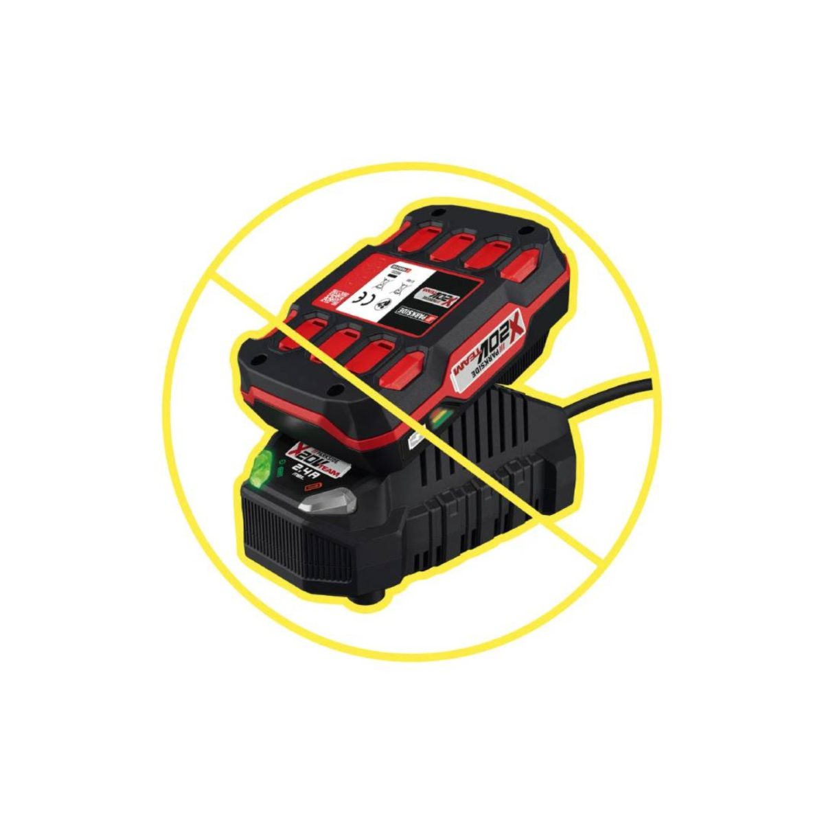 Batteria 40V e caricabatterie Parkside non inclusi nella confezione della motosega PPKSA 40