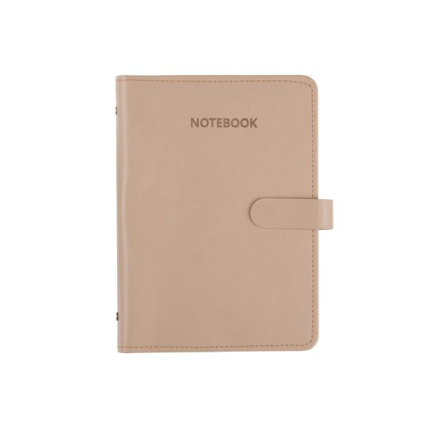 Taccuino Ecologico Riutilizzabile Crelando beige, vista frontale con copertina in ecopelle e chiusura a bottone