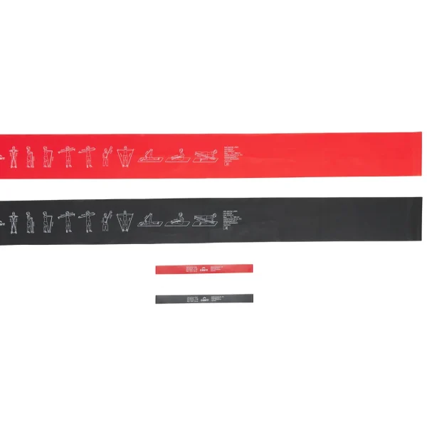 Crivit set 4 fasce elastiche fitness in lattice rosse e nere con istruzioni esercizi stampate