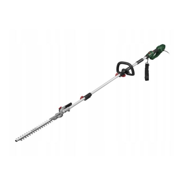Tagliasiepi elettrico a braccio lungo Parkside PHESL 800 ricondizionato, vista completa con tracolla
