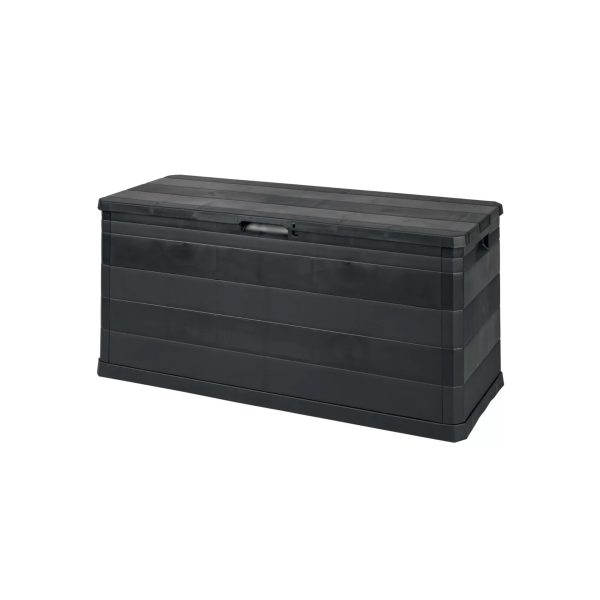 Box Universale da Giardino Parkside 280L grigio scuro, vista frontale con coperchio chiuso