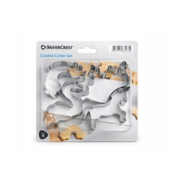Set 4 Tagliabiscotti Acciaio Inox SilverCrest confezione originale con formine unicorno e arcobaleno
