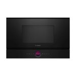 Bosch Serie 8 BEL7321B1 microonde da incasso nero, vista frontale con sportello chiuso e display touch
