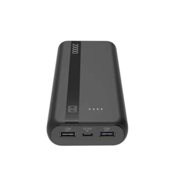 Power Bank Cellularline PBENTRY20000K 20000mAh nero con porte USB-C e doppia USB-A e indicatore di carica a LED