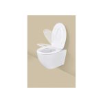 Sedile WC Livarno Home Duroplast montato su tazza sospesa, coperchio aperto con chiusura ammortizzata